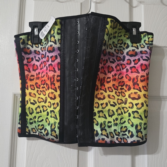 NWT Premadonna Ann Chery Rainbow Leopard Print Waist Trainer/Corset - Picture 2 of 11